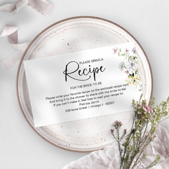 Bridal Shower Recipe Request Card Insert (Creator Uploaded)