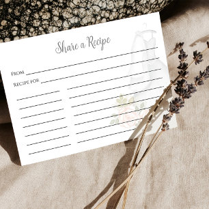 Bridal Shower Recipe Request Peach Floral Gown Enclosure Card