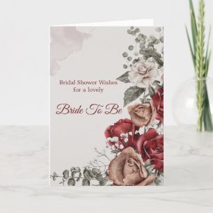 Bridal Shower Red Bronze Roses Floral Card