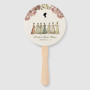 Bridal Shower Regency Ladies Vintage Floral Pink Hand Fan