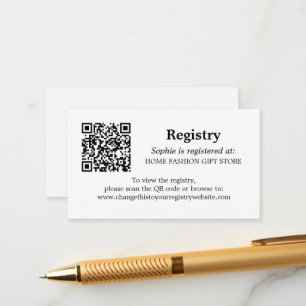 Bridal Shower Registry QR Code Black White Enclosure Card
