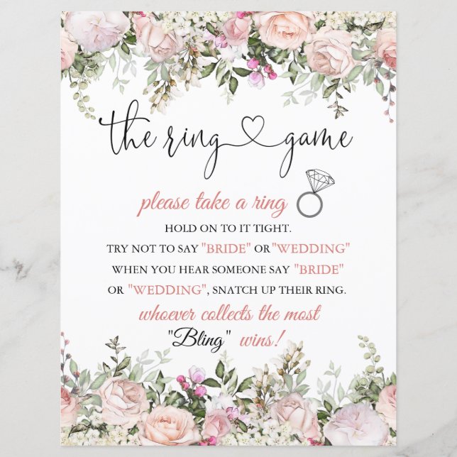 Bridal Shower Ring Game Instructions Sign (Front)