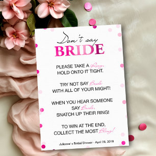 Bridal Shower Ring Game   Pink Magenta Confetti Invitation