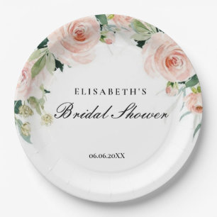Bridal shower rosa oro floral Foam Boards Paper Plate