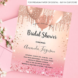 Bridal Shower rose blush glitter budget invitation Flyer