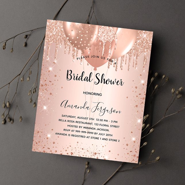 Bridal Shower rose gold balloons budget Invitation Flyer (Creator Uploaded)