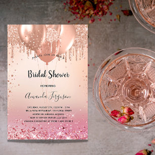 Bridal Shower rose gold blush pink glitter dust Invitation
