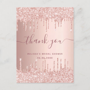 Bridal Shower rose gold blush pink thank you Postcard