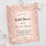 Bridal Shower rose gold budget invitation Flyer<br><div class="desc">Please note that this invitation is on flyer paper and very thin. Envelopes are not included. For thicker invitations (same design) please visit our store. For an elegant bridal shower. A rose gold coloured background. Decorated with rose gold, pink faux sparkles. Personalise and add the bride to-be's name and party...</div>