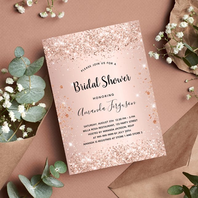 Bridal Shower rose gold confetti Invitation (Creator Uploaded)