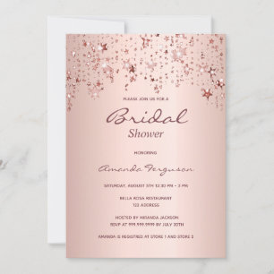 Bridal Shower rose gold copper dripping stars Invitation