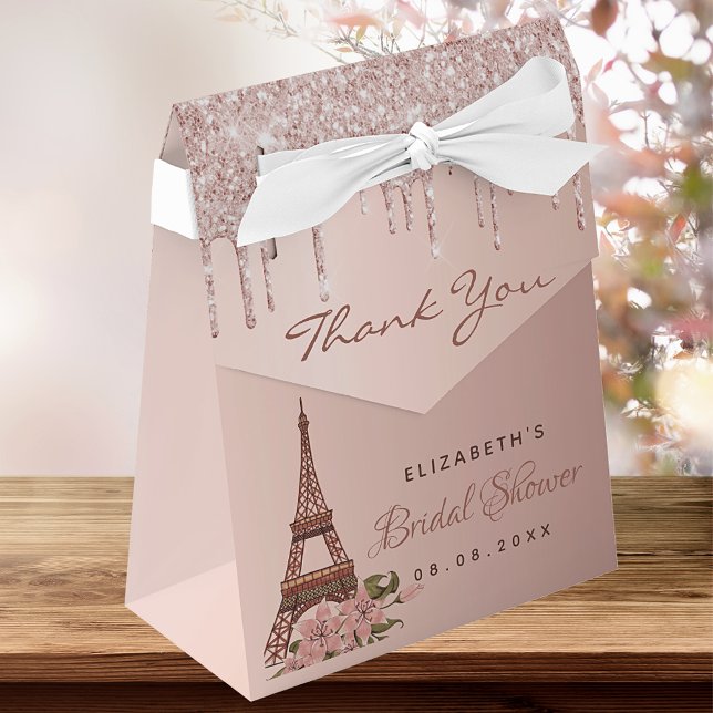 Bridal Shower rose gold drips Paris thank you Favour Box (Creator Uploaded)