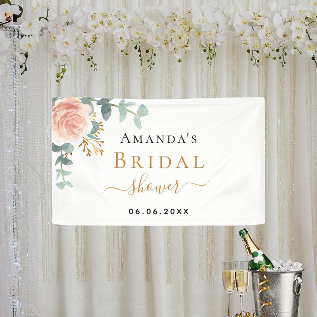Bridal Shower rose gold floral eucalyptus elegant Banner (Creator Uploaded)