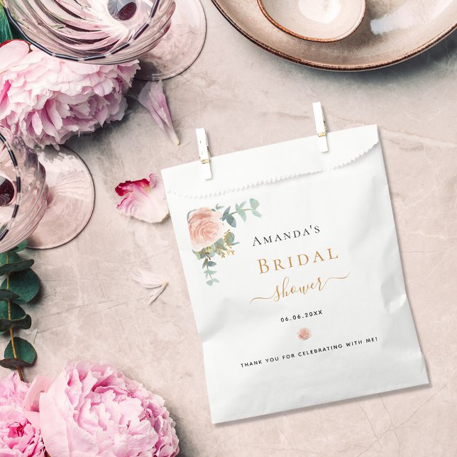 Bridal shower rose gold floral eucalyptus elegant favour bags (Creator Uploaded)