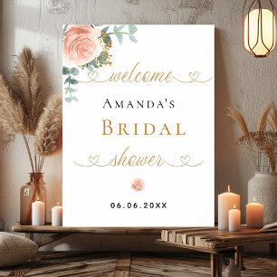 Bridal Shower rose gold floral eucalyptus elegant Poster