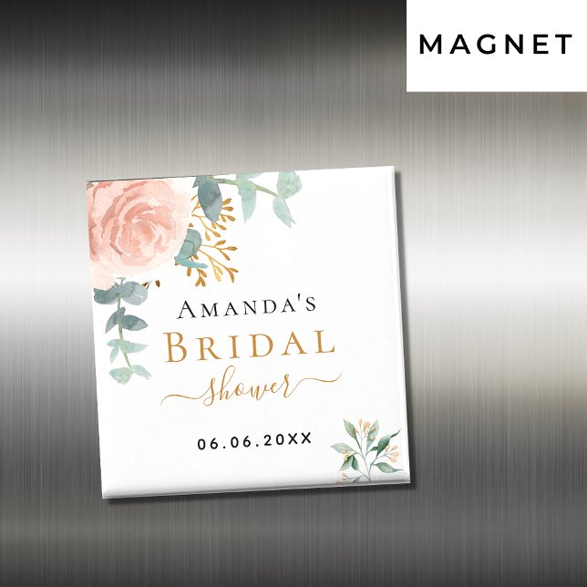 Bridal Shower rose gold floral eucalyptus favour Magnet (Creator Uploaded)