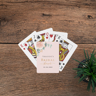 Bridal Shower rose gold floral eucalyptus greenery Playing Cards