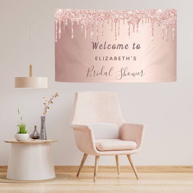 Bridal Shower rose gold glitter drips welcome Banner (Creator Uploaded)