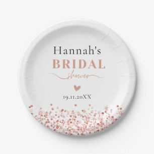 Bridal Shower Rose Gold Glitter Paper Plate
