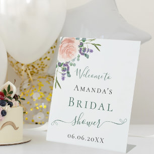 Bridal Shower rose gold lavender floral Pedestal Sign