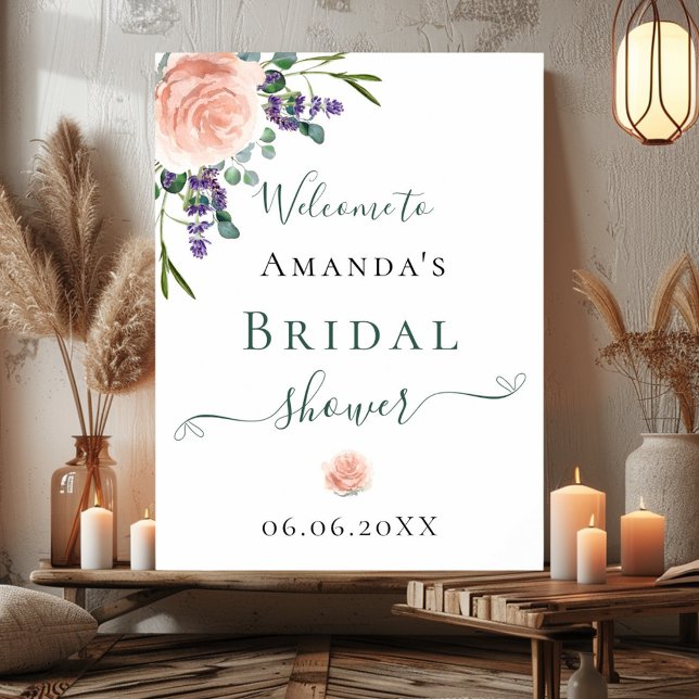 Bridal Shower rose gold lavender floral Poster (Creator Uploaded)