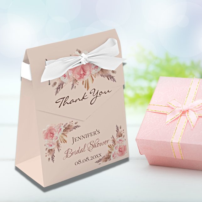 Bridal Shower rose gold pampas floral thank you Favour Box (Creator Uploaded)
