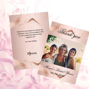 Bridal Shower rose gold photo thank you card