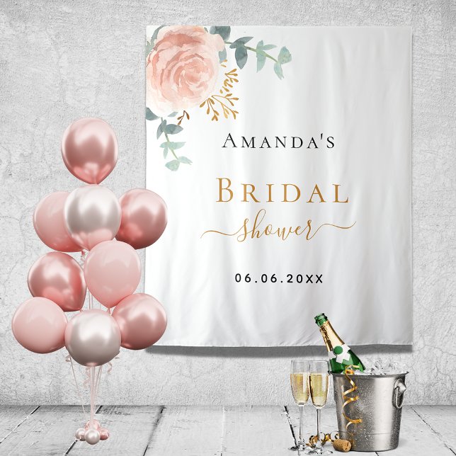 Bridal Shower rose gold pink floral eucalyptus Tapestry (Creator Uploaded)