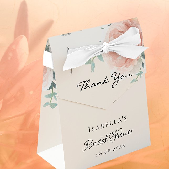 Bridal shower rose gold pink floral thank you favour box (Creator Uploaded)