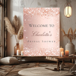 Bridal shower rose gold pink welcome poster