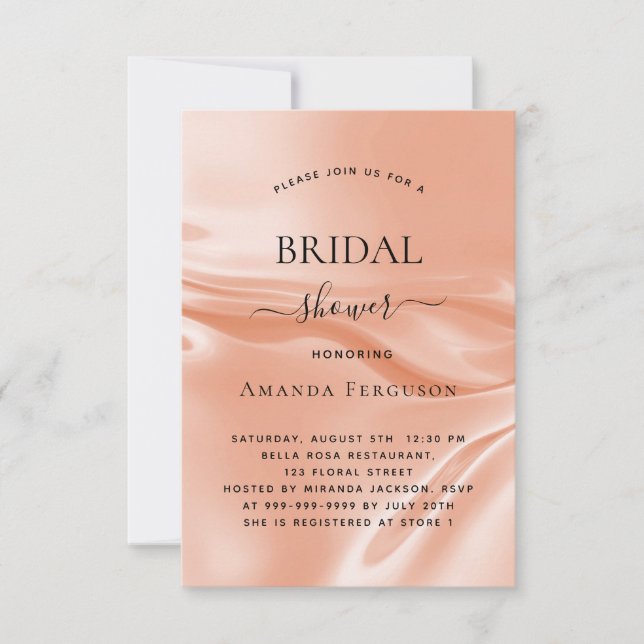 Bridal shower rose gold satin silk invitation (Front)