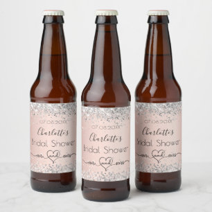 Bridal shower rose gold silver mr mrs beer bottle label