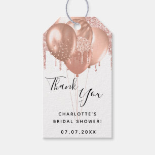 Bridal Shower rose gold white balloon thank you Gift Tags
