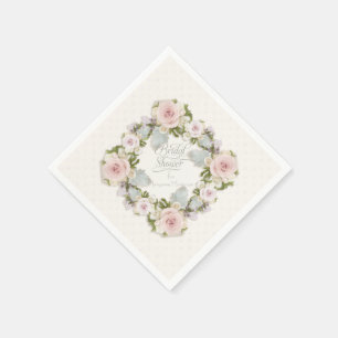 Bridal Shower Rose Succulent Wreath Party Decor Napkin