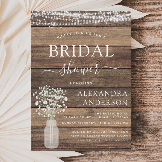Bridal Shower Rustic Baby's Breath String Lights I Invitation (Creator Uploaded)