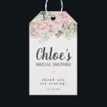 Bridal Shower Rustic Boho Blush Pink Rose Floral Gift Tags<br><div class="desc">Elegant gift tag for your favour bag or box features blush pink rose floral design with a small pink heart. The top of the tag is decorated with a lush border of pink roses nestled in soft pastel green leaves and greenery. The dangling vines give it a modern Boho botanical...</div>