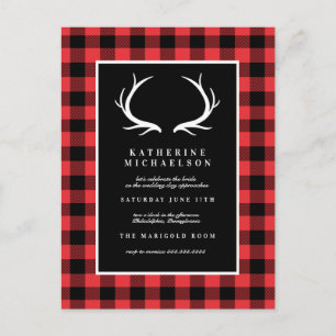 BRIDAL SHOWER Rustic Deer Buffalo Checks Postcard