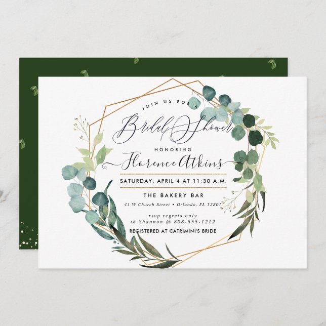 Bridal Shower Rustic Eucalyptus Greenery Invitation (Front/Back)
