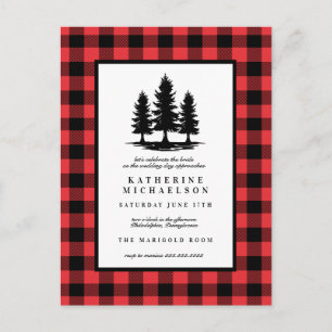 BRIDAL SHOWER Rustic Tree Buffalo Checks Postcard