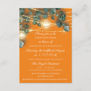 Bridal Shower Rustic Wood Gold Orange Jars Light Invitation