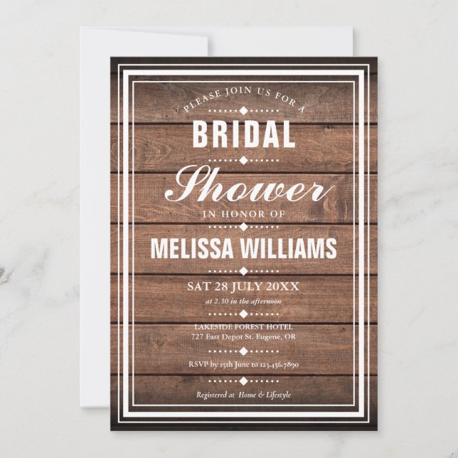Bridal Shower Rustic Wood Panels Invitation (Front)