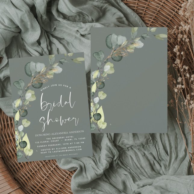 Bridal Shower Sage Green Greenery Eucalyptus Invitation (Creator Uploaded)