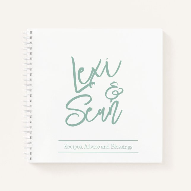 Bridal Shower Sage Green Spiral Notebook (Front)