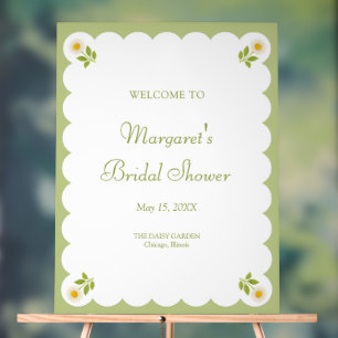 Bridal Shower Sage Welcome Sign Green Daisy 