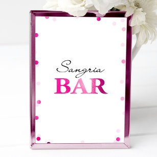 Bridal Shower Sangria Bar Sign   Magenta Confetti Invitation