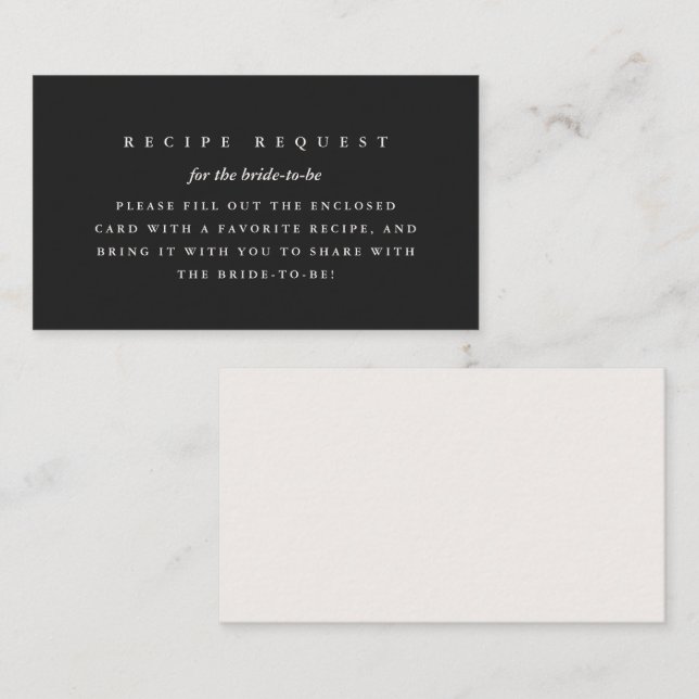 Bridal Shower Share a Recipe Request Taupe Enclosure Card (Front/Back)