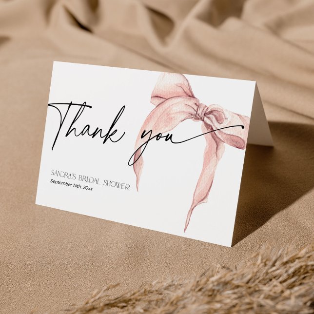 Bridal Shower She is tying the knot blush pink Thank You Card (Creator Uploaded)