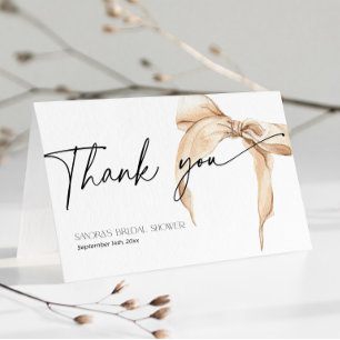 Bridal Shower She is tying the knot neutral beige Thank You Card