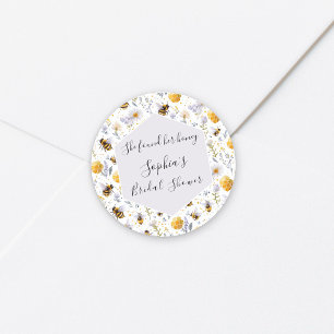 Bridal Shower She's Found Her Honey Bees Floral Classic Round Sticker