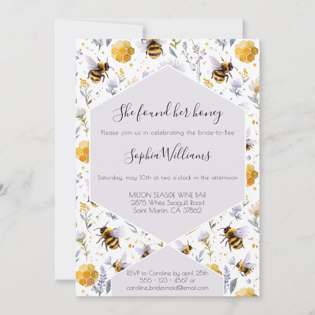 Bridal Shower She's Found Her Honey Bees Floral Invitation (Front)